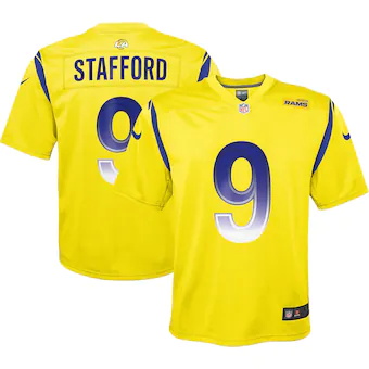 youth nike matthew stafford gold los angeles rams inverted 